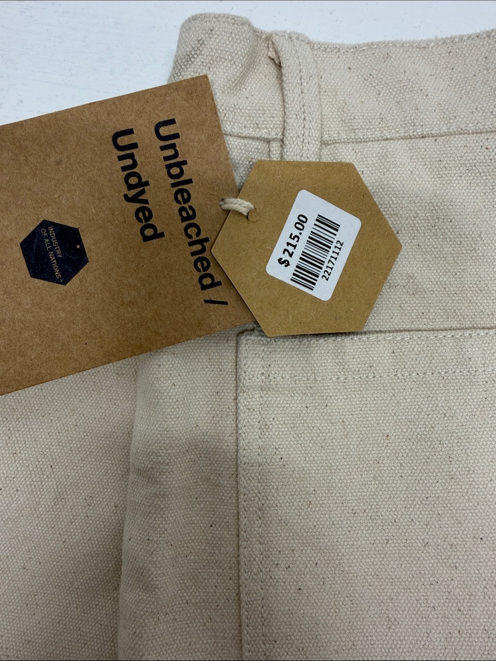 Industry Of All Nations Unbleached Undyed Jeans Pants Pure Cotton Ivory New 28 — image 8 of 8